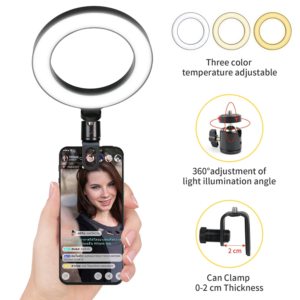 Illuminate Your Selfies! 🌟 6.3" LED Ring Light for Stunning Live Streams on YouTube, TikTok & More! 💻✨
