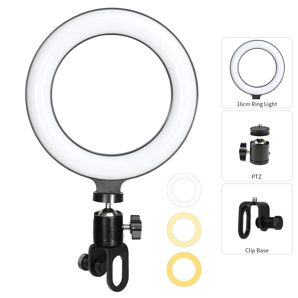 Illuminate Your Selfies! 🌟 6.3" LED Ring Light for Stunning Live Streams on YouTube, TikTok & More! 💻✨