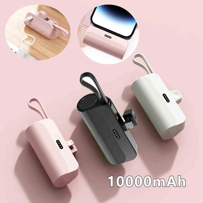 Ultra-Compact 10000mAh Mini Capsule Power Bank - Plug & Play External Battery Charger for Samsung & iPhone