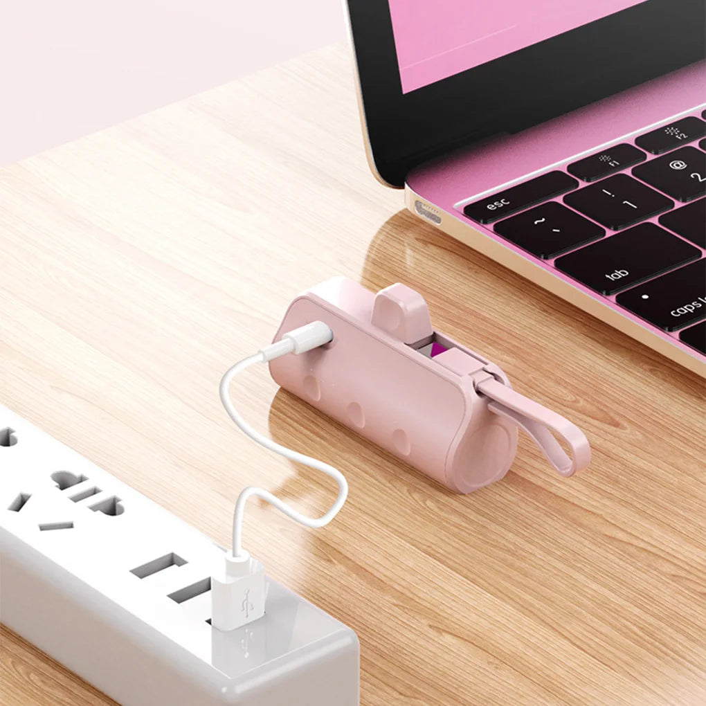 Ultra-Compact 10000mAh Mini Capsule Power Bank - Plug & Play External Battery Charger for Samsung & iPhone